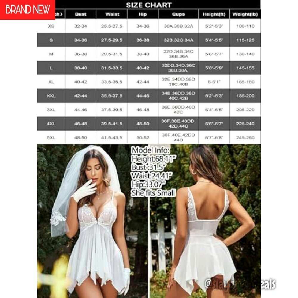 Lace Front Closure Babydoll Chemise Nightwear Sexy Lingerie - Picture 7 of 8